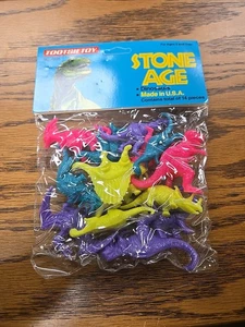 1990 Tootsie Toy Stone Age Dinosaurs, 14 Pieces Neon Color - Picture 1 of 2