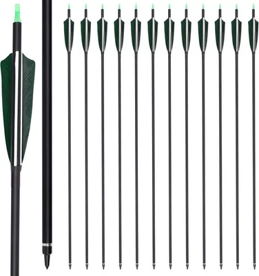 30'' Carbon Arrows 4" Feather SP500 Archery Target Practice Recurve Long Bow - Image 1 of 4