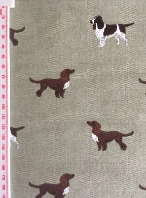 Sophie Allport Spaniels on Pale Moss Cotton Duck Fabric New Dogs Assorted Sizes