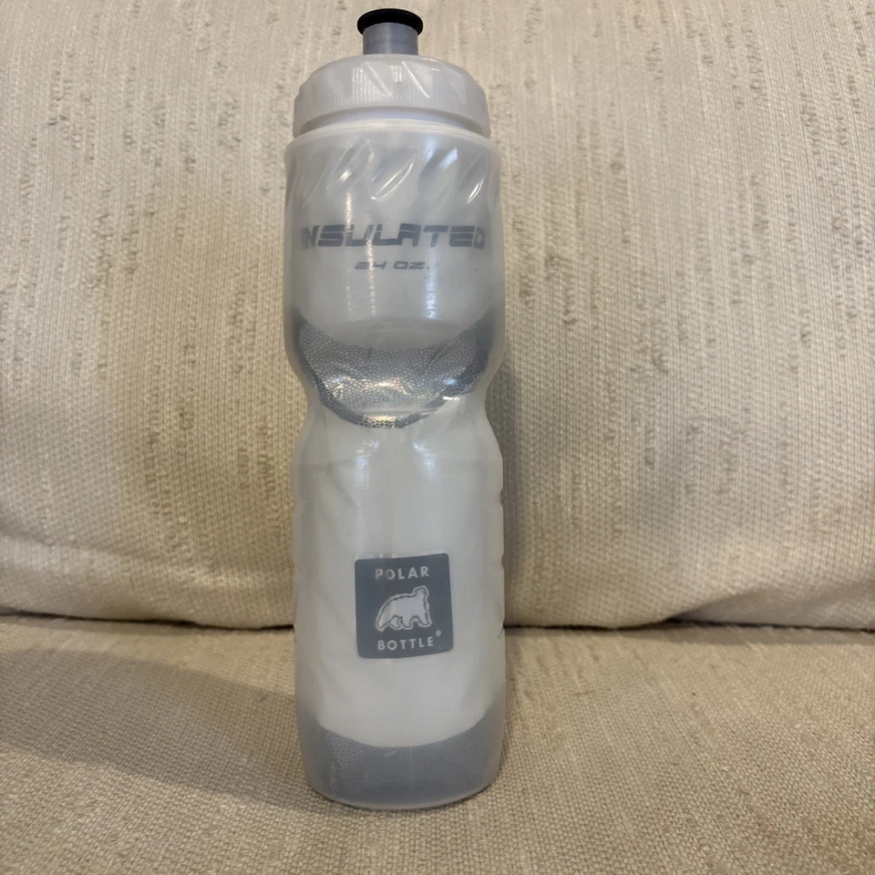 Botella de agua aislada Polar 24 oz azul plata onda transparente hecha en EE. UU. Foto 1 de 3