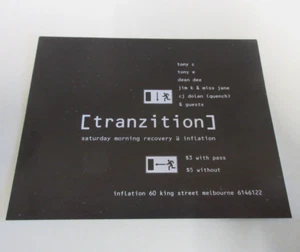 Inflation Nightclub - Tranzition - Promotional Pass - King St, Melbourne - 1990s - Imagen 1 de 4