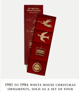 1981 1983 1984 Casa Blanca Adornos de Navidad Oro EE. UU. Presidente Patriótico - Imagen 1 de 3