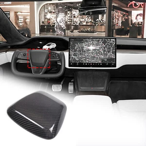 Dry Carbon Car Steering Wheel Center Cover Trim Kit For Tesla Model S 2022-2023 - Picture 1 of 8