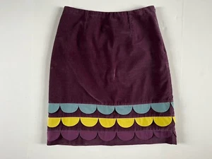 HANNA ANDERSSON Women's Sz 6 Raisin Plum Velvet Scalloped Lined Pencil Skirt EUC - Picture 1 of 4