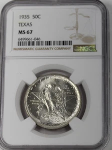 1935 Texas Commemorative Half Dollar : NGC MS67 Blazing White - Picture 1 of 4
