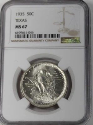 1935 Texas Commemorative Half Dollar : NGC MS67 Blazing White - Image 1 of 4