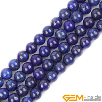 Blue Lapis Lazuli Gemstone Round Spacer Loose Beads For Jewelry Making 15" DIY - Image 1 of 4
