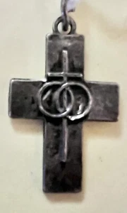 Anillos de boda antiguos de plata de ley con colgante de cruz - Imagen 1 de 2