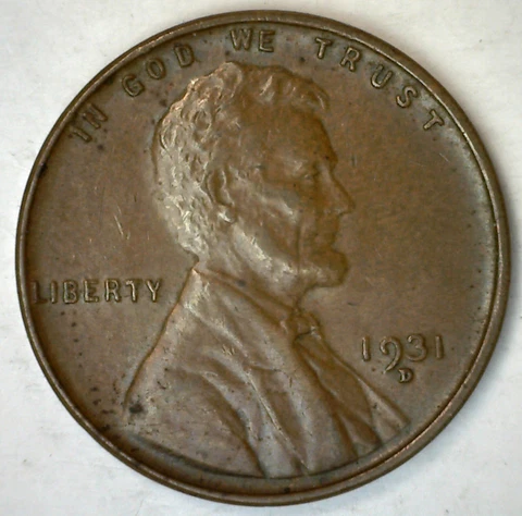 1931 D Lincoln Wheat Cent Coin 1c US Penny Extra Fine Circulated Denver Minted Cover