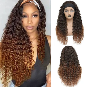 Pelucas diadema rizada de onda larga negro marrón rubio resaltar cabello sintético - Imagen 1 de 13
