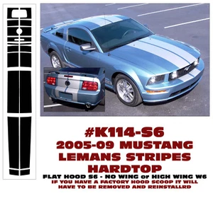 K114 2005-09 Mustang - Kit de rayas Lemans techo rígido - sin ala ni ala alta - Imagen 1 de 2
