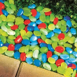 100 Pc - Multicolor Glow in the Dark Decorative Landscape Garden Pebble Rocks - Picture 1 of 2
