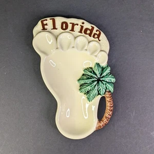 Vintage Florida Ashtray Bare Foot Palm Tree Made in Japan Souvenir Trinket Dish - Picture 1 of 12
