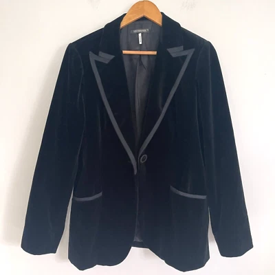 Chaqueta Blazer Holt Renfrew Mujer Terciopelo Negro Esmoquin Talla M Foto 1 de 4
