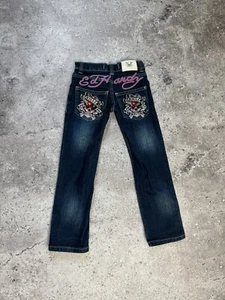 ED Hardy by Christian Audigier Girls Blue Denim Jeans Straight - Picture 1 of 7