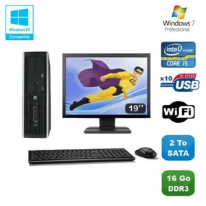Lot PC HP Elite 8100 SFF Intel Core i5 3.2GHz 16Go 2To Graveur WIFI W7 Ecran 19 - Photo 1/1