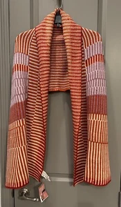 Sciarpa di spalle Anthropologie Caroline Kaufman maglia grossa multicolore Fairbanks nuova con etichette - Foto 1 di 14