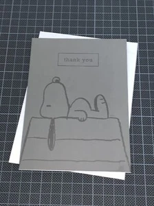 Tarjeta en blanco Graphique Peanuts Snoopy Thank You: gris clásico dormir en la azotea - Imagen 1 de 6