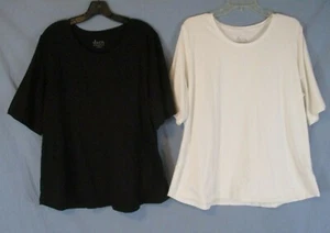 New Denim & Co. Essentials Knit Shirt Set of 2 Black White XL A302899 Women ZA5 - Picture 1 of 6