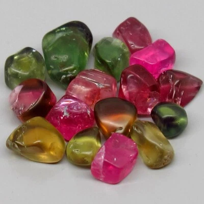 EXQUISITE SET! 8.14ct.Top Multi Color Tourmaline Mozambique Crystal Rough 4x3mm. - Image 1 of 4
