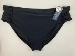 Bikini nero arricciato AQUA COUTURE Plus 3X fondo nuoto nuovo con etichette - Foto 1 di 7