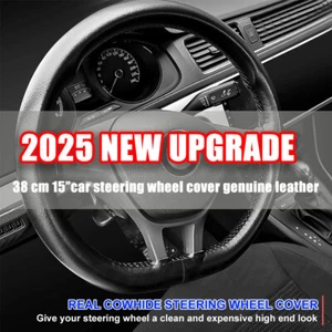 For GMC Sierra 1500 2500 HD 3500 2001-2006 Steering Wheel Cover Genuine Leather - Picture 1 of 15