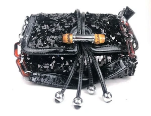 Edel Damen Handtasche Pailletten schwarz Glitzer Ball Theater Oper Festlich Chic - Bild 1 von 11