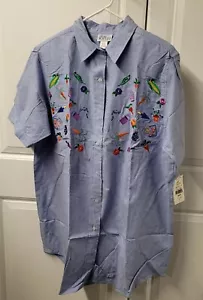 Vintage Kathy weiße Bluse Top Damen Gr: 18 W Knopf Karotten Gartenarbeit neu - Bild 1 von 12