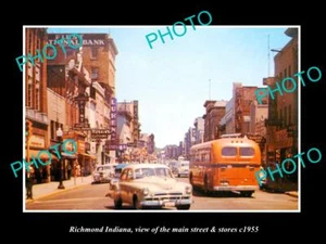 OLD 8x6 HISTORIC PHOTO OF RICHMOND INDIANA THE MAIN STREET & STORES c1955 - Picture 1 of 1