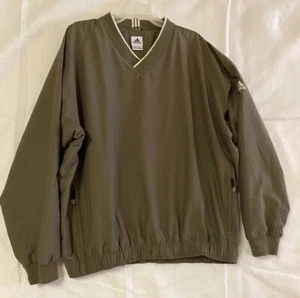 Adidas Pullover Windbreaker XL Khaki 779367 AWV002 Lined V neck - Picture 1 of 8