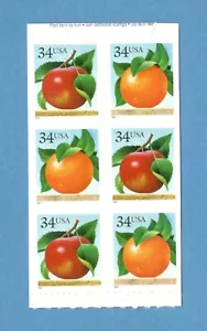 Sc # 3491-3492 ~ Block of 6 from BK284A ~ 34 cent Apples & Oranges Issue - Picture 1 of 1
