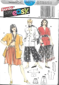 VTG Burda #4871 Misses' Jacket Palazzo Pants Size 10-20 - UNCUT - Picture 1 of 1