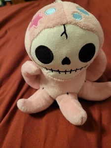 Furry Bones Octopus Pink Plush Stuffed Animal 5” Skellington Toy Window Hang - Picture 1 of 6