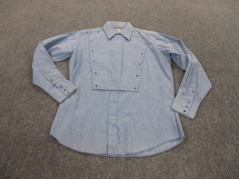 Vintage Panhandle Slim Shirt Mens 16 L Bib Pearl Snap Western Trend 80s Calvery - Imagem 1 de 4