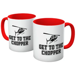 PREDATOR ARNIE GET TO THE CHOPPER SLOGAN ARNOLD FUNNY MUG IN VARIOUS COLOURS - Picture 1 of 11