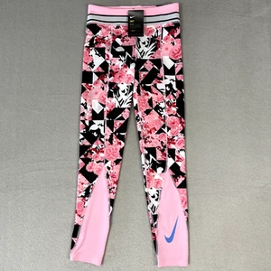 Nike One Big Kids Girls Floral Tight Fit Training Leggings Pink Size Large NEW - Picture 1 of 7