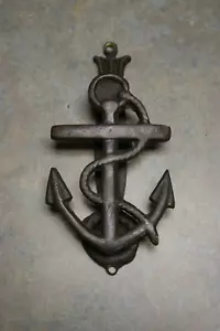 ORIGINAL VINTAGE 1950'S MARATIME NAVAL ANCHOR BRASS DOOR KNOCKER - Picture 1 of 12