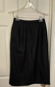 Vintage Pendleton Skirt Womens 12P Petite Black Solid Lined Pencil Straight - Picture 1 of 8