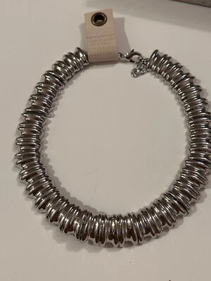 COLLAR ANTHROPOLOGIE L ESLABONES PLATA ESTAÑO GRUESO TENDENCIA NUEVO $48 Foto 1 de 4