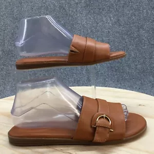 Rockport Sandal Women 8M Brown Trut Yara Slide Slip On Flats Faux Leather Casual - Picture 1 of 14