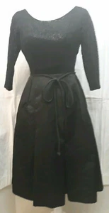 Vintage 60er Mort Schrader Cocktail Party Kleid XS schwarz Spitze Volant formell - Bild 1 von 7