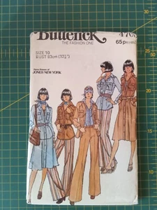 4706 Button Front Skirt Yoked Pants Sz 10 Uncut Vintage Butterick Sewing Pattern - Picture 1 of 2