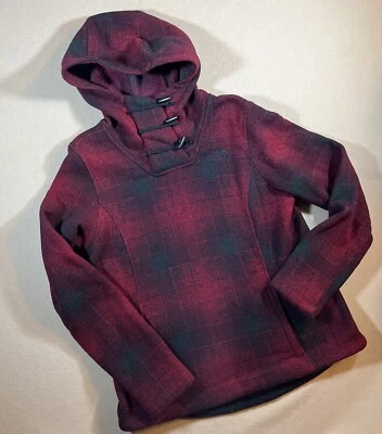Chaqueta con Capucha The North Face Para Mujer M Negra Roja A Cuadros Manga Larga Polar Exterior Foto 1 de 4