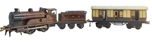 Vintage Pre-War Bing UK-Market Maroon LMS 0-gauge Train w/ Baggage car (c. 1923) - Picture 1 of 7