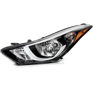 Left Driver Black Headlights & Turn Signal Lights For 2014-2016 Hyundai Elantra - Picture 1 of 11
