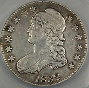 1832 Bust Silver Half Dollar ANACS AU-50 Details Cleaned Coin - Picture 1 of 4