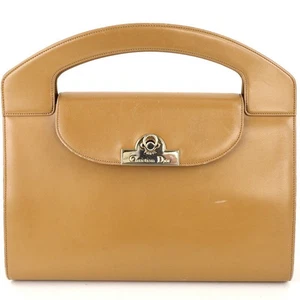 Christian Dior Hand Bag Tote Purse Leather Beige Authentic - Picture 1 of 24