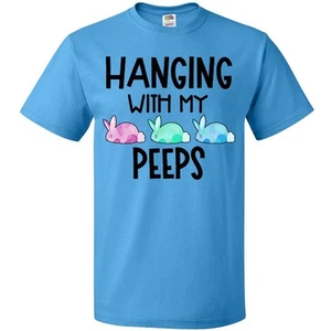 Inktastic Easter Hanging With My Peeps Pastel Bunnies T-Shirt Happy Holiday Cute - Picture 1 of 10