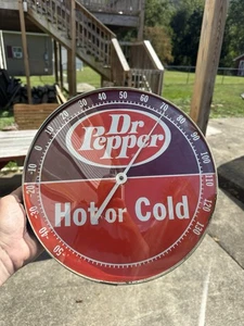 Vintage Dr. Pepper Soda Advertising Thermometer Sign Soda Pop Glass Face - Picture 1 of 7