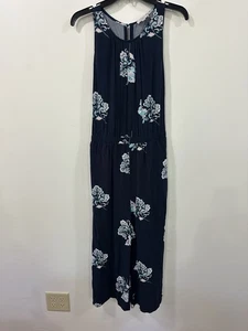 Ann Taylor Loft Jumpsuit Romper Blue Floral Capri Lightweight - Picture 1 of 6